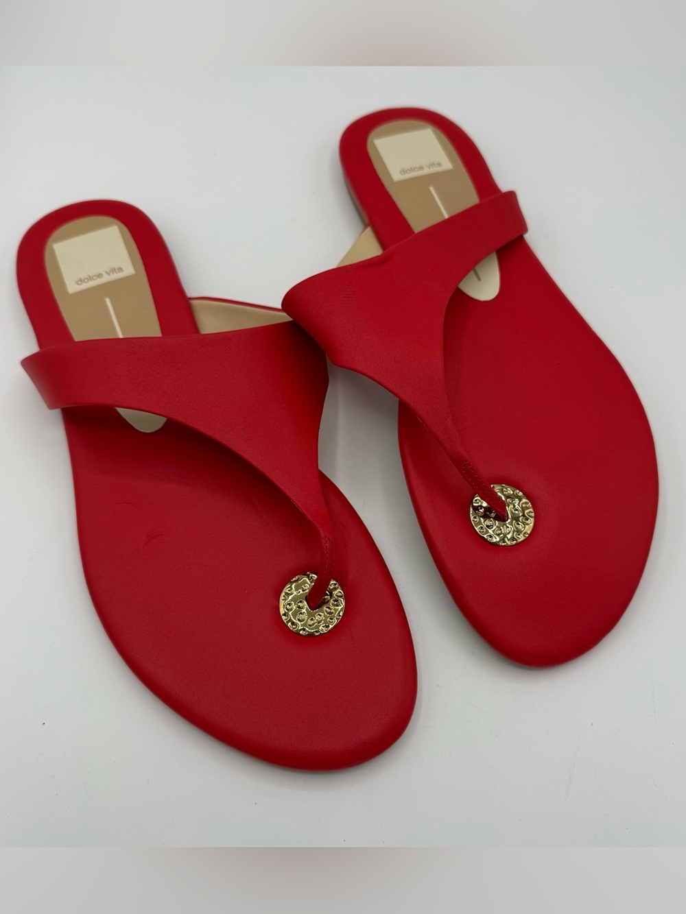 Dolce‎ Vita Red Kittle Leather Thong Sandal Anthropologie revolve size 10 summer